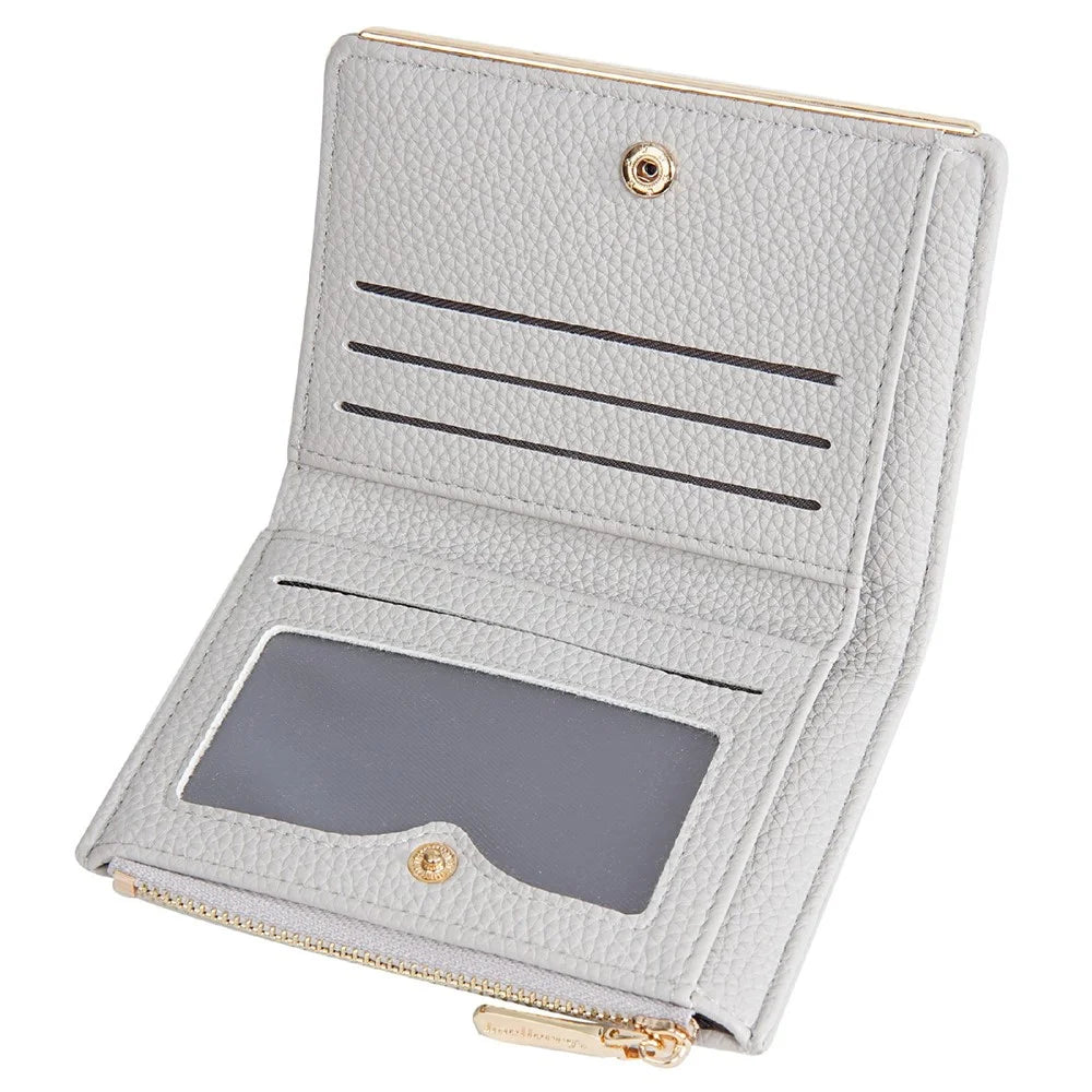 BAELLERRY N8344 Small Wallet Floral Embroidery PU Leather Zipper Pocket Coin Purse Card Holder - White - 3