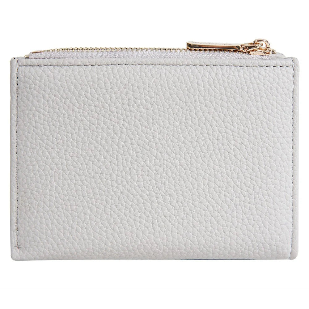 BAELLERRY N8344 Small Wallet Floral Embroidery PU Leather Zipper Pocket Coin Purse Card Holder - White - 6