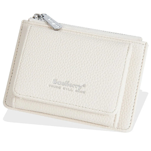 BAELLERRY N3080 Short Style Foldable Wallet Litchi Texture PU Zipper Coin Purse for Women - White - 2