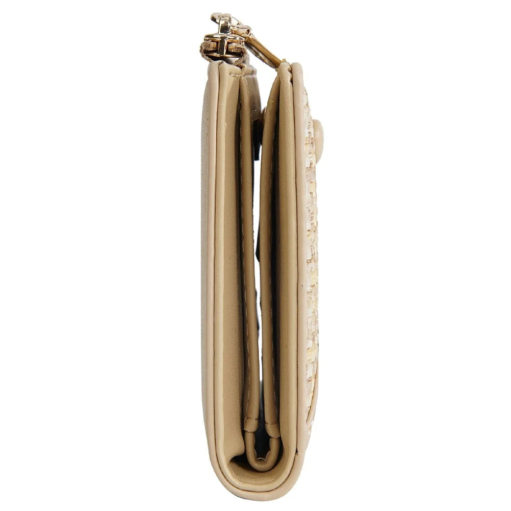 BAELLERRY N5121 Women Bi-Fold Short Wallet Woven Texture PU Leather Zipper Coin Purse - Apricot - 4