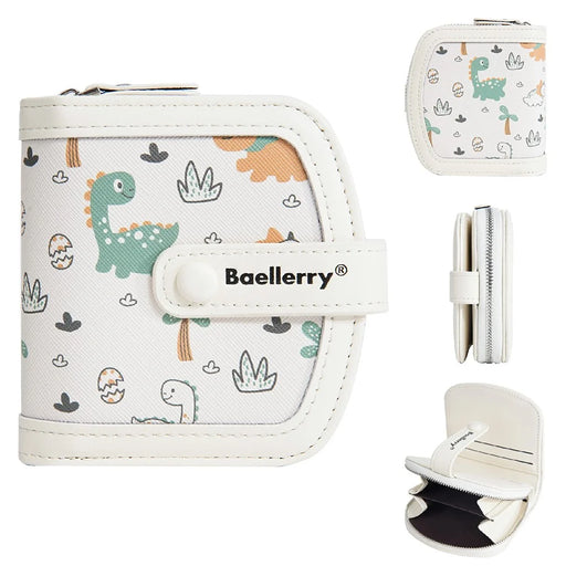 BAELLERRY N1924 Cute Dinosaur Print Portable Wallet PU Leather Coin Purse - Beige - 1