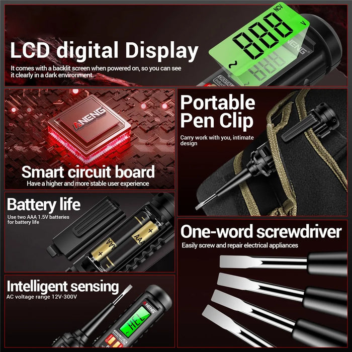 ANENG B16 Digital Display Voltage Test Pen LCD Screen Zero Fire Wire Recognition Tool - 4