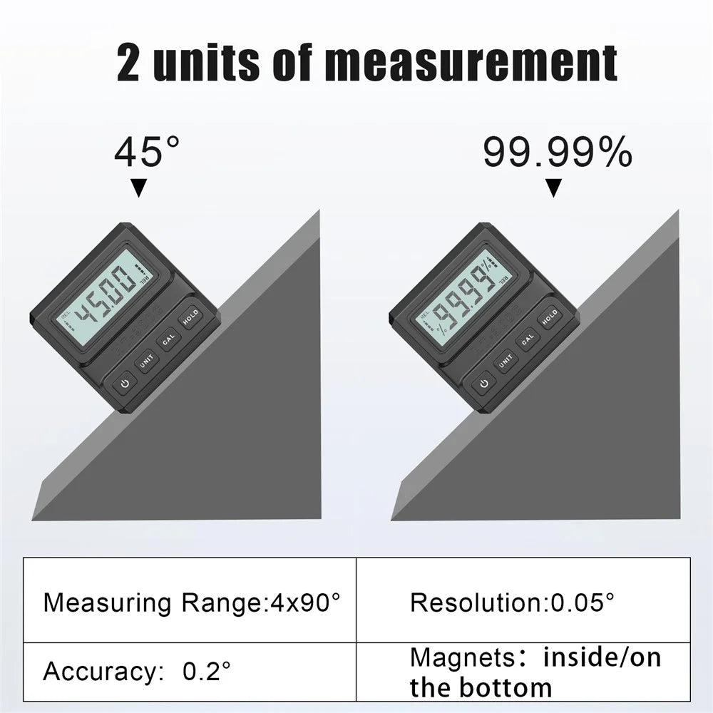 HT-300C Magnetic Digital Display Inclinometer Level Protractor Angle Gauge 90 Degree Ruler - 3