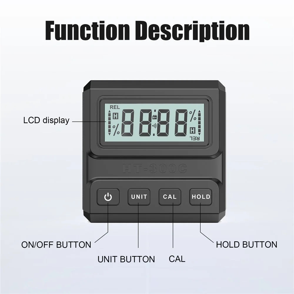 HT-300C Magnetic Digital Display Inclinometer Level Protractor Angle Gauge 90 Degree Ruler - 7