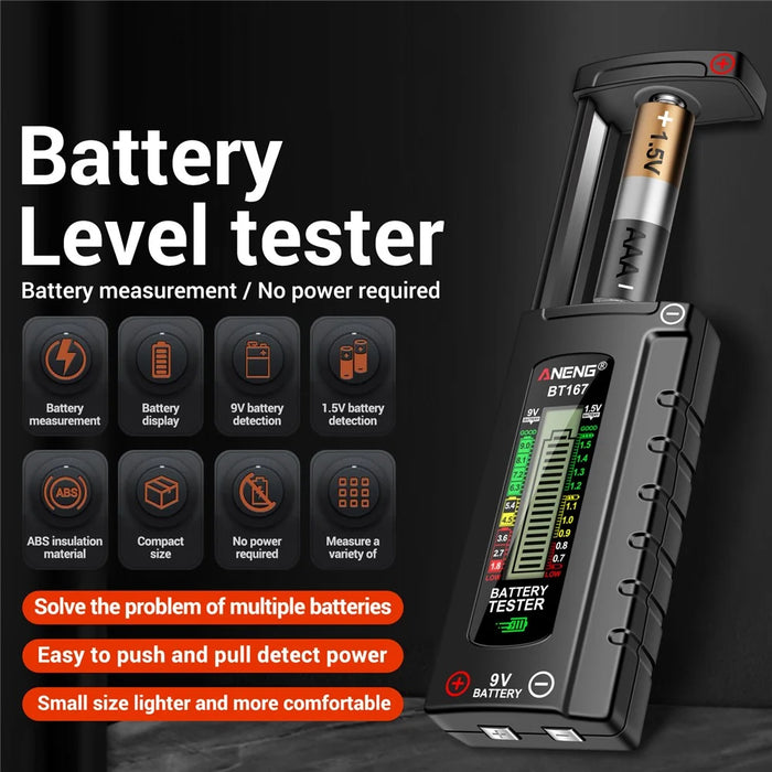 ANENG BT167 Battery Power Tester Analog Bar Display AA AAA Lithium Battery Capacity Tester - 3