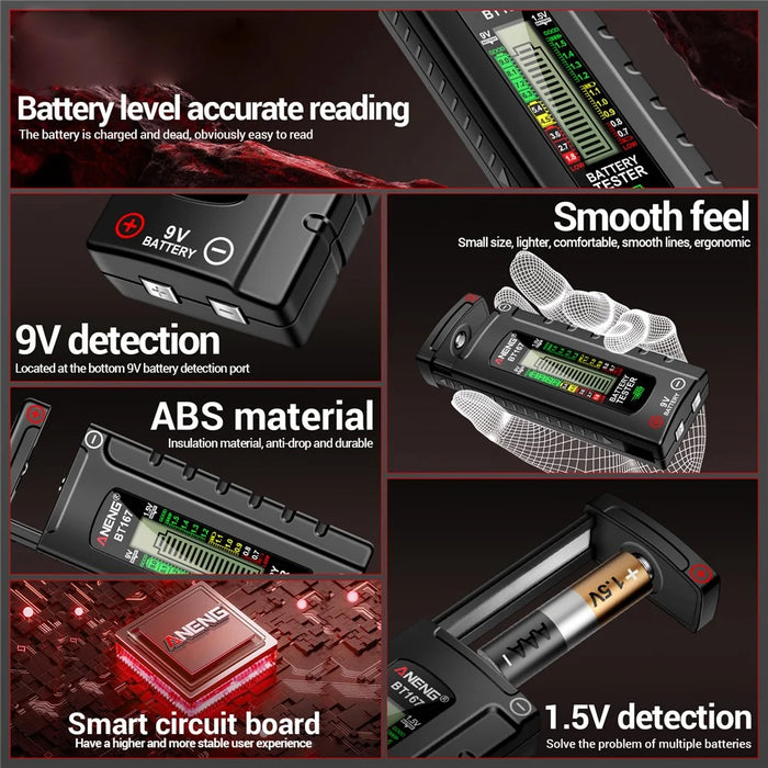 ANENG BT167 Battery Power Tester Analog Bar Display AA AAA Lithium Battery Capacity Tester - 4