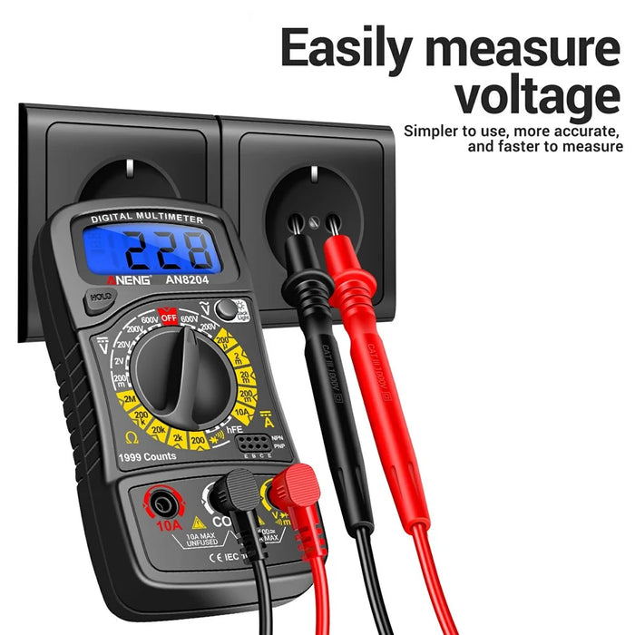 ANENG AN8204 Digital Multimeter AC / DC Voltage DC Current Resistance Diode Tester - Black - 5