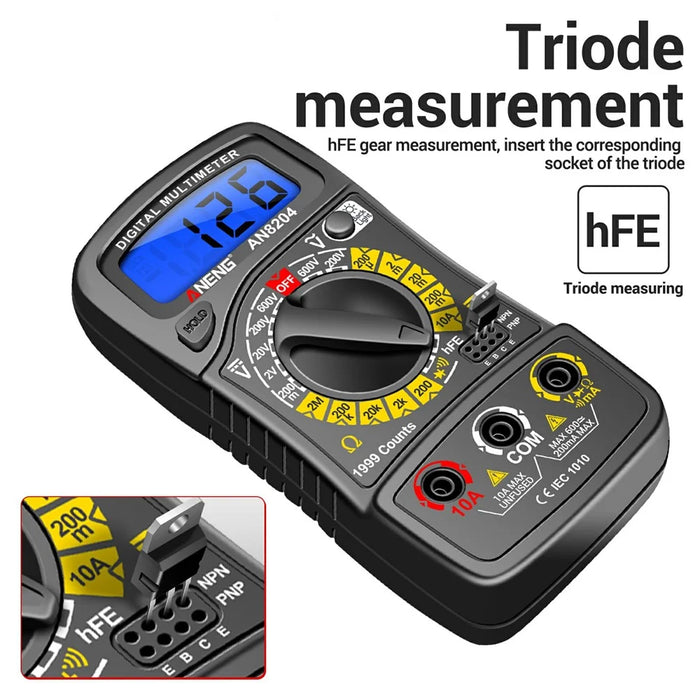 ANENG AN8204 Digital Multimeter AC / DC Voltage DC Current Resistance Diode Tester - Black - 6