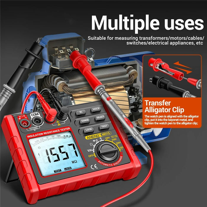 ANENG MH15 Digital Megohmmeter Insulation Resistance Tester LCD Display High Voltage Voltmeter - 5