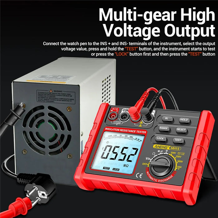 ANENG MH15 Digital Megohmmeter Insulation Resistance Tester LCD Display High Voltage Voltmeter - 6