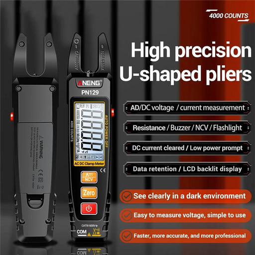 ANENG PN129 U-Shaped Digital Multimeter 4000 Counts DC / AC Voltage Current Tester - 2