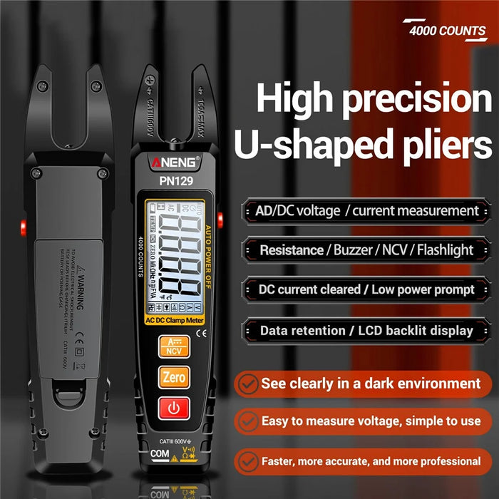 ANENG PN129 U-Shaped Digital Multimeter 4000 Counts DC / AC Voltage Current Tester - 2