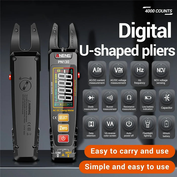 ANENG PN130 U-Shaped Digital Multimeter DC / AC Voltage Current Resistance Capacitor Tester - 4