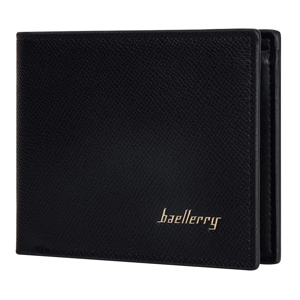 BAELLERRY D2394 Soft Leather Wallet Slim Billfold RFID Blocking Card Holder Palm Pattern - Black - 2