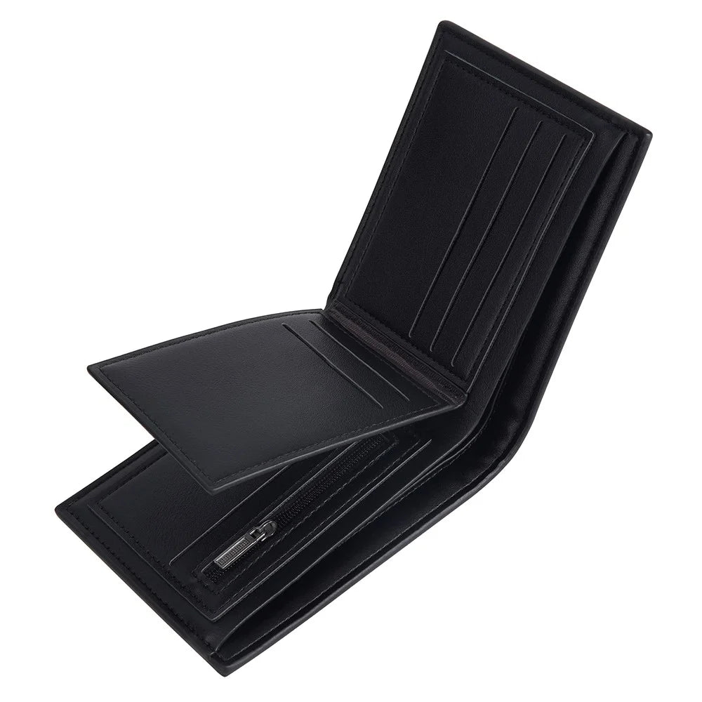 BAELLERRY D2394 Soft Leather Wallet Slim Billfold RFID Blocking Card Holder Palm Pattern - Black - 5