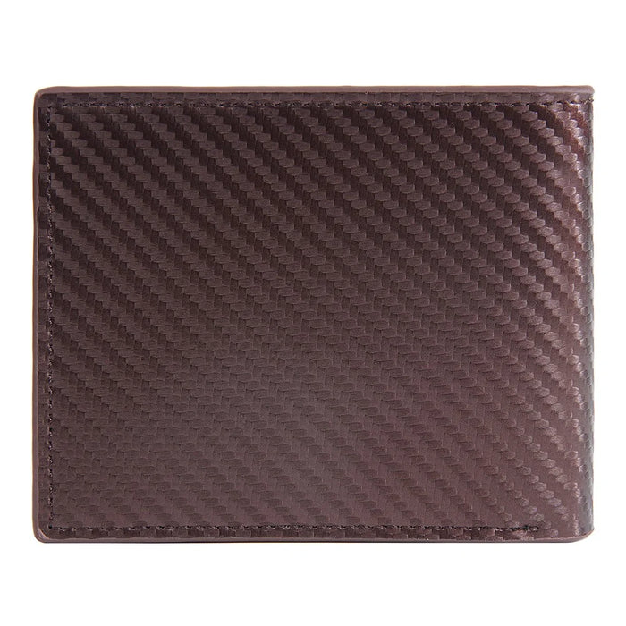 BAELLERRY D2396 Slim Bifold Wallet Zippered Card Holder Carbon Fiber Pattern Purse - Coffee - 3