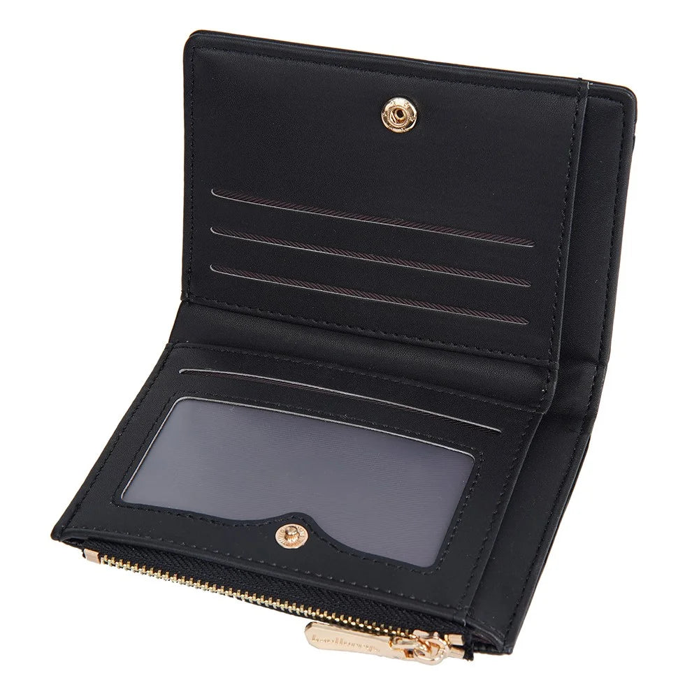 BAELLERRY N8348 Leather Wallet Coin Purse Bifold Zipper Pocket Card Case - Black - 5