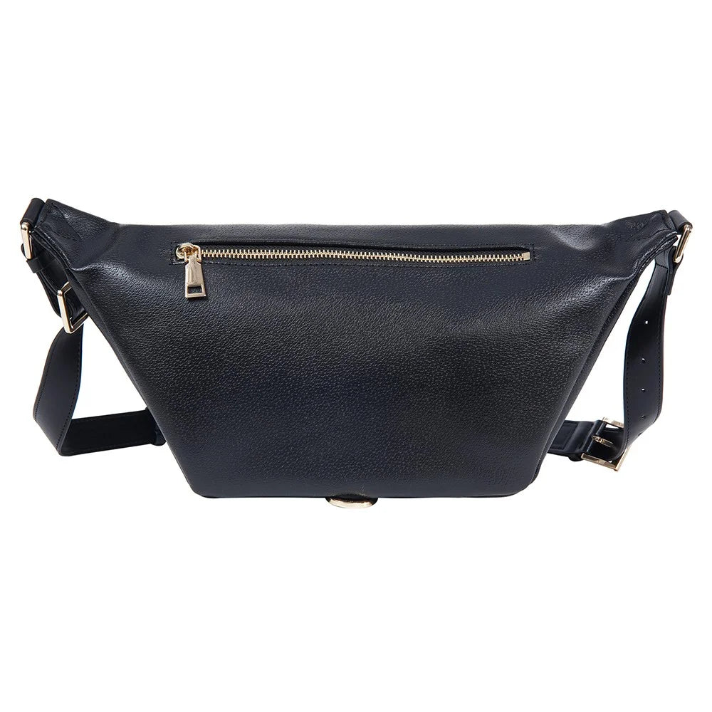 BAELLERRY N8854 Crossbody Bag Fanny Pack Vintage PU Leather Sling Chest Bag - Black - 4