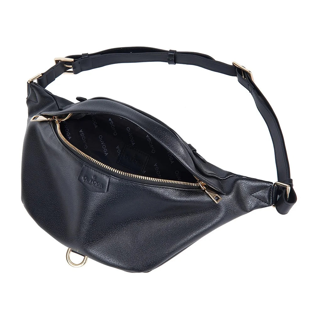 BAELLERRY N8854 Crossbody Bag Fanny Pack Vintage PU Leather Sling Chest Bag - Black - 5
