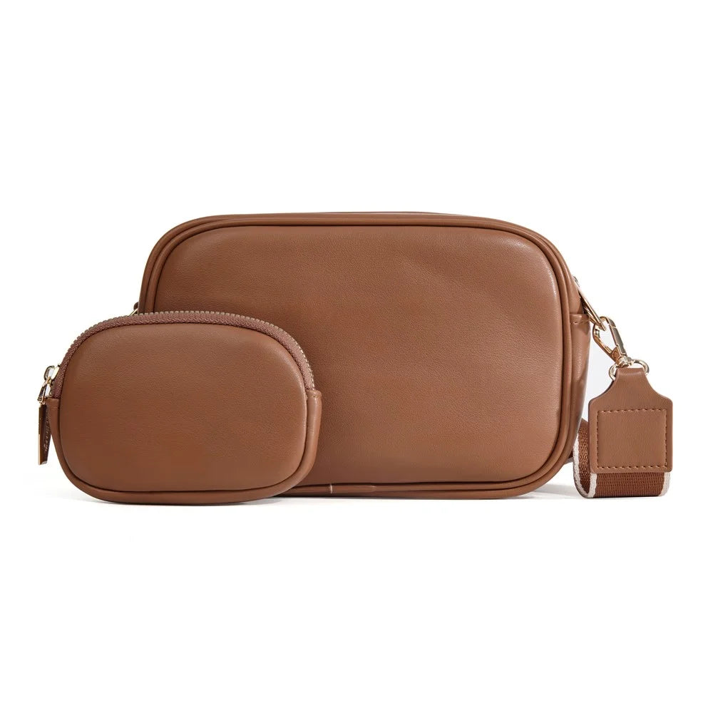 BAELLERRY N8936 Crossbody Bag Heart Pattern Women Ladies Shoulder Bag with Small Bag - Brown - 3