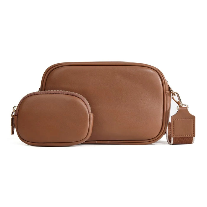 BAELLERRY N8936 Crossbody Bag Heart Pattern Women Ladies Shoulder Bag with Small Bag - Brown - 3