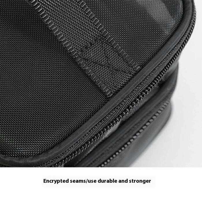 Double Layer Zipper Mesh Toiletry Bag Portable Travel Nylon Makeup Cosmetics Storage Organizer - Black - 5