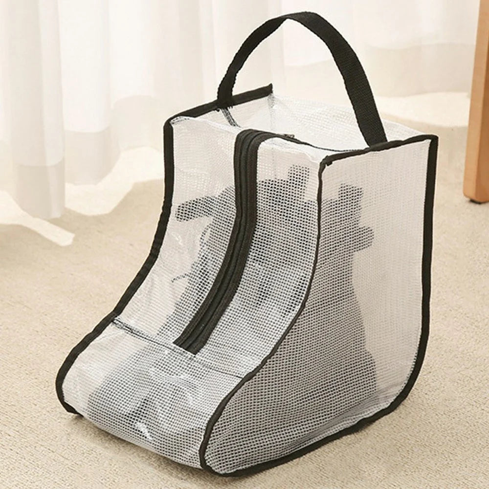 Dustproof Shoes Storage Bag with Zipper See Through PVC Waterproof Short Boots Organizer - Black Edge - 1
