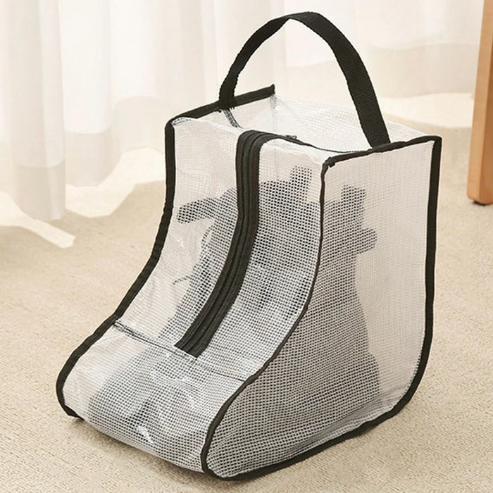 Dustproof Shoes Storage Bag with Zipper See Through PVC Waterproof Short Boots Organizer - Black Edge - 1