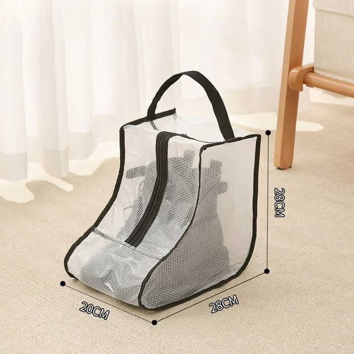 Dustproof Shoes Storage Bag with Zipper See Through PVC Waterproof Short Boots Organizer - Black Edge - 5