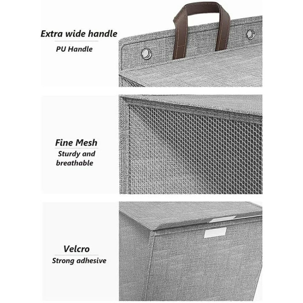 Foldable Hanging Laundry Hamper Bathroom Clothes Basket Wall-Mounted Washing Bin, Size M - Grey - 7