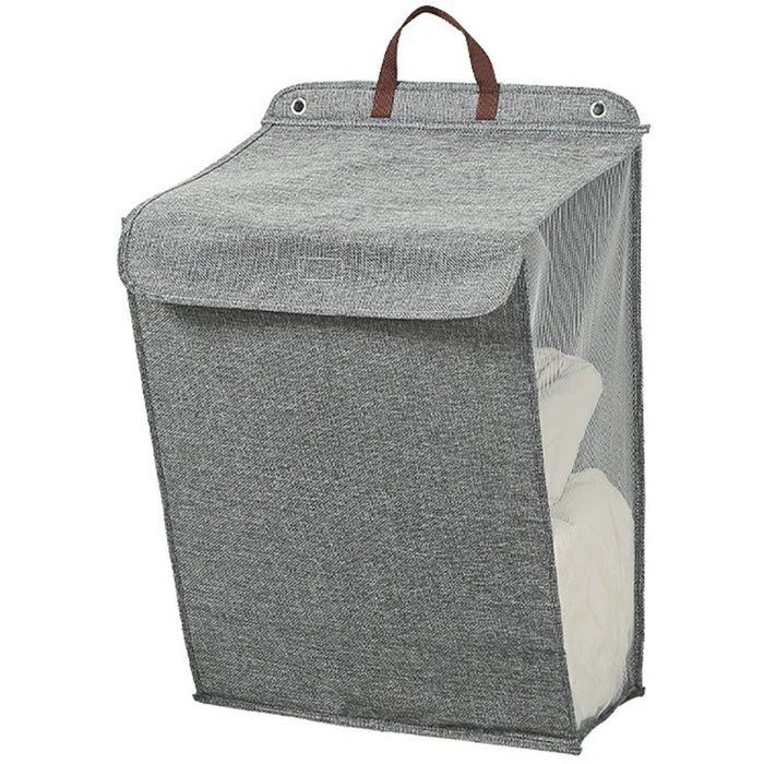 Collapsible Laundry Hamper for Bathroom Clothes Basket Wall Mounted Laundry Baskets (Size: L) - Grey - 1
