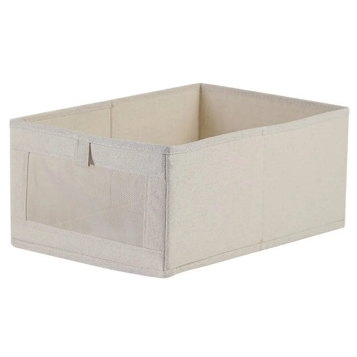 Size L Linen Storage Box with Viewing Window Foldable Clothes Organizer for Home Use - 1