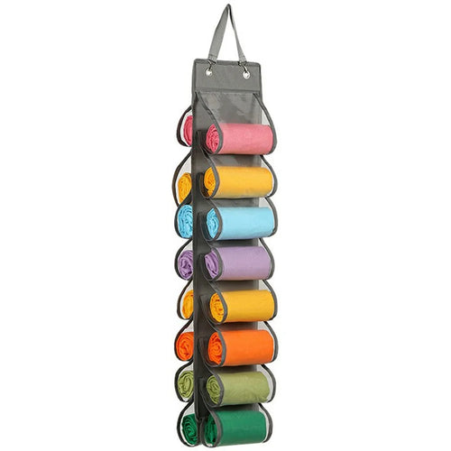 16 Pocket Hanging Organizer Closet Storage Bag for Clothes Pants Underwear Wardrobe Organizer - Grey - 1