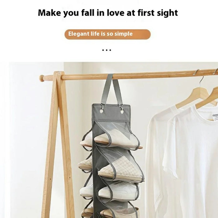 26 Pockets Clothes Pants Underwear Storage Hanging Bag Polyester Wardrobe Space Saving Organizer - Grey - 2