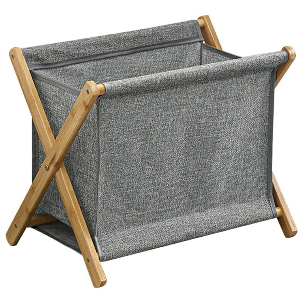 Collapsible Bamboo Frame Laundry Hamper Clothes Storage Basket for Bathroom Bedroom Size S - 1