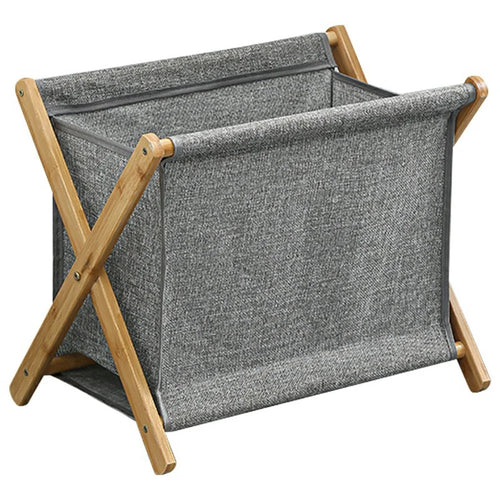 Collapsible Bamboo Frame Laundry Hamper Clothes Storage Basket for Bathroom Bedroom Size S - 1