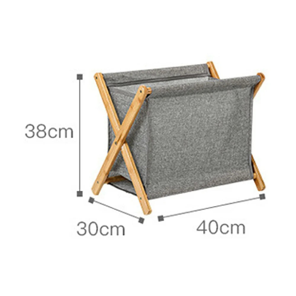 Collapsible Bamboo Frame Laundry Hamper Clothes Storage Basket for Bathroom Bedroom Size S - 7