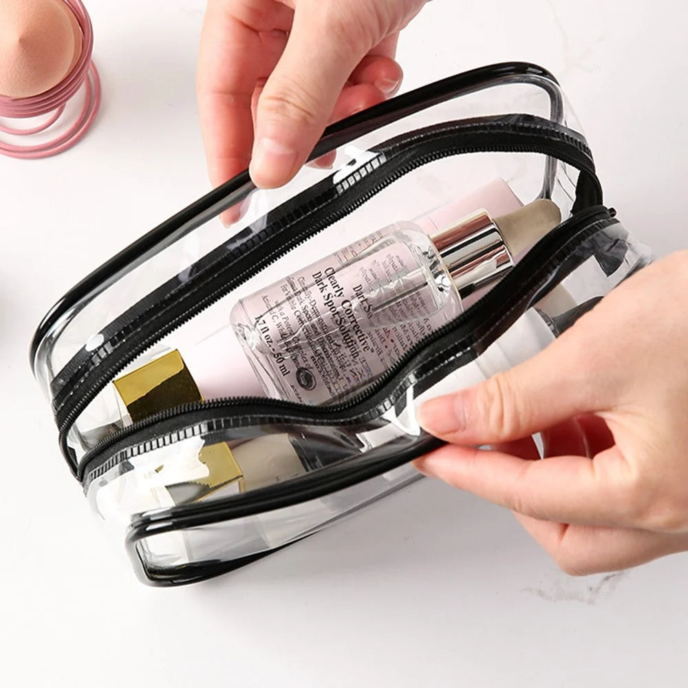 Travel Toiletry Bag PVC Cosmetic Organizer Waterproof Dustproof Zipper Storage Pouch Medium Size 18 x 12 x 5cm - 3