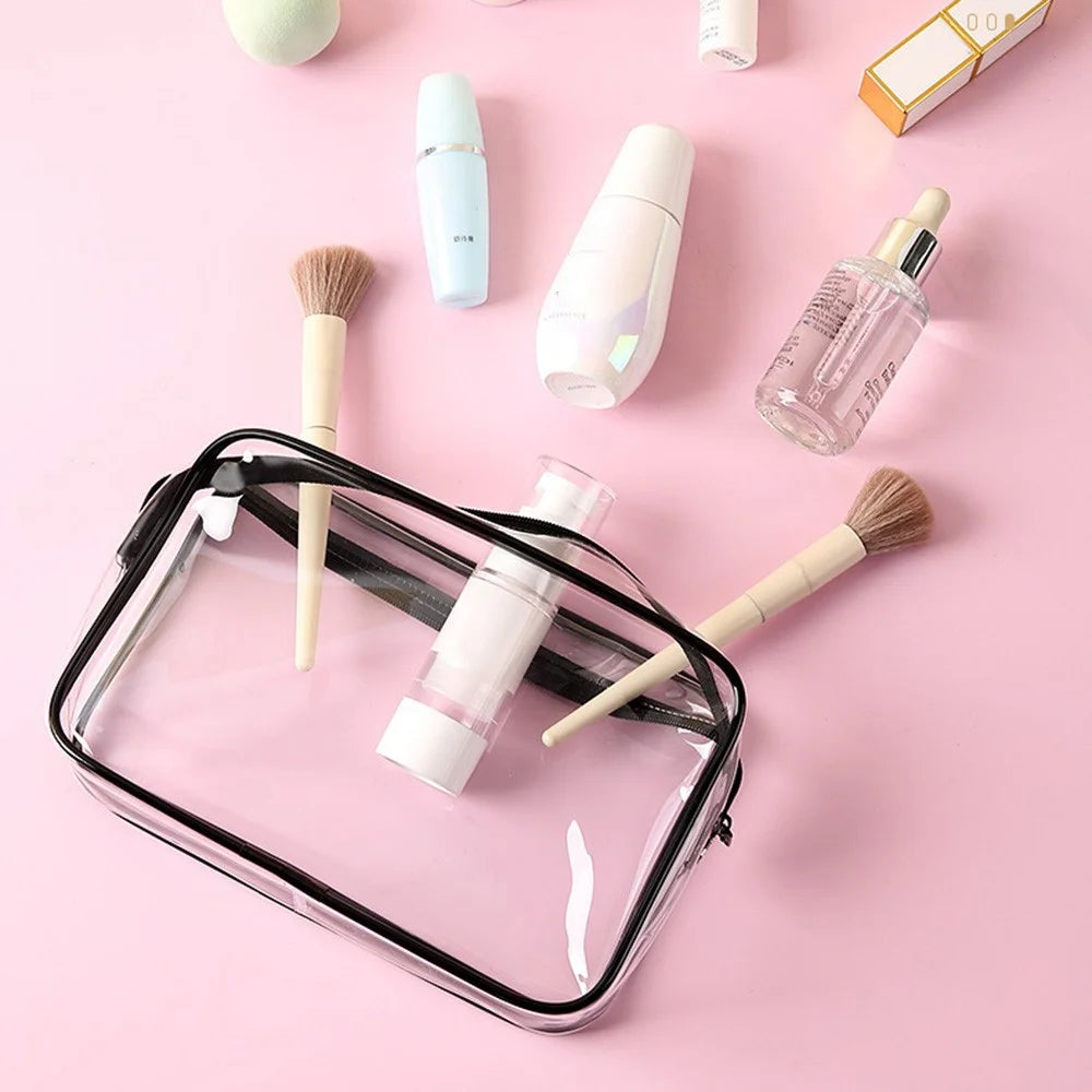 Travel Toiletry Bag PVC Cosmetic Organizer Waterproof Dustproof Zipper Storage Pouch Medium Size 18 x 12 x 5cm - 6
