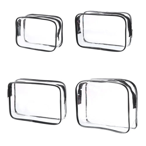 4Pcs Travel Makeup Organizer PVC Waterproof Cosmetic Toiletry Pouch Zipper Storage Bag - 1