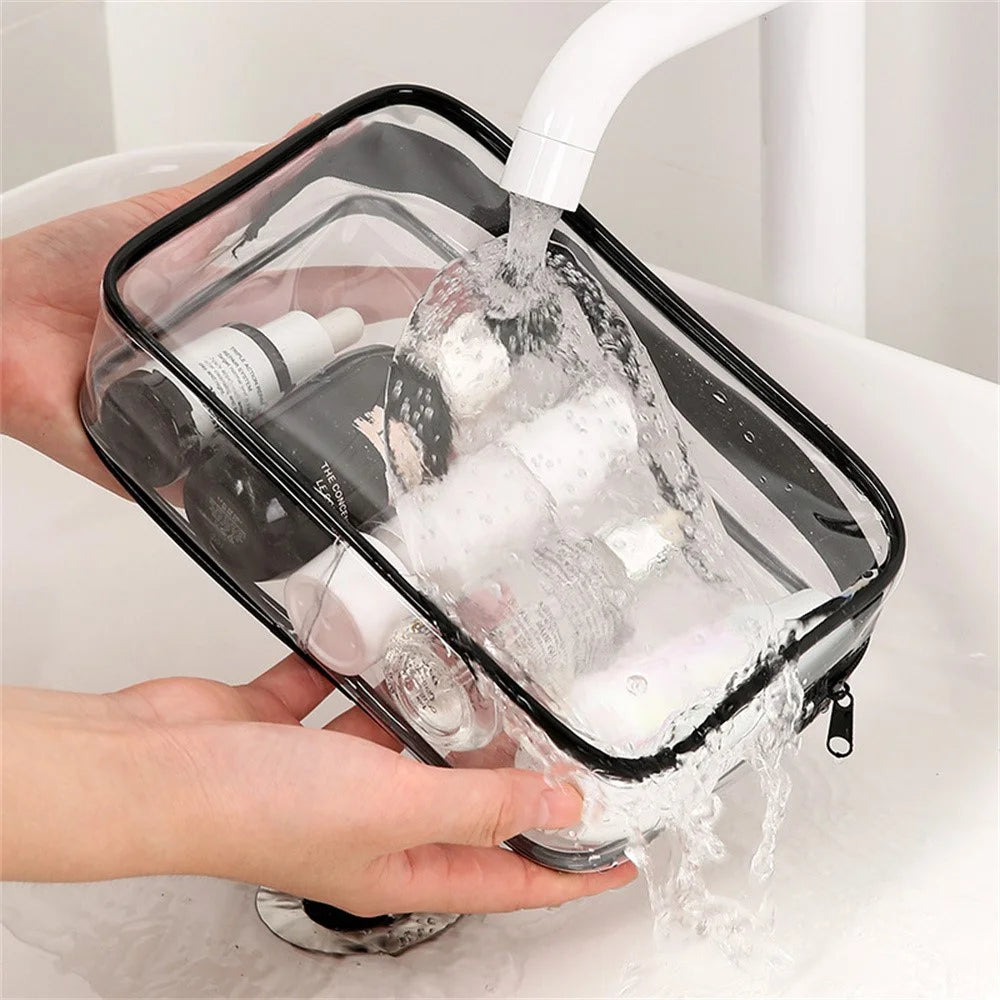 4Pcs Travel Makeup Organizer PVC Waterproof Cosmetic Toiletry Pouch Zipper Storage Bag - 3