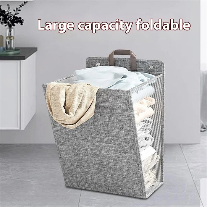 Foldable Laundry Hamper Large Capacity Storage Basket Wall Hanging Multifunctional Organizer For Clothes  /  Toys  /  Bedding - Grey - 4