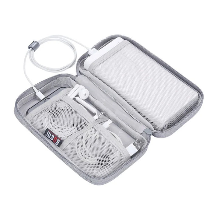 BUBM CDB-MYB Phone Power Bank Carrying Pouch Portable Data Cable Zipper Storage Bag, Size S - Grey - 2