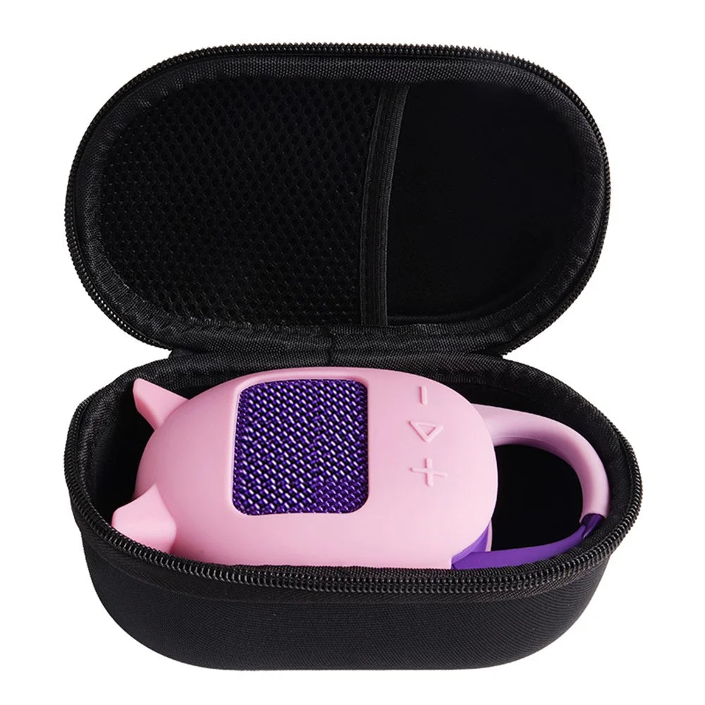 For JBL Clip 5 Bluetooth-compatible Speaker Storage Bag with Silicone Protective Case Set  - Black + Pink - 1