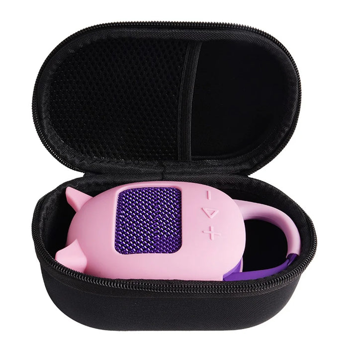 For JBL Clip 5 Bluetooth-compatible Speaker Storage Bag with Silicone Protective Case Set  - Black + Pink - 1