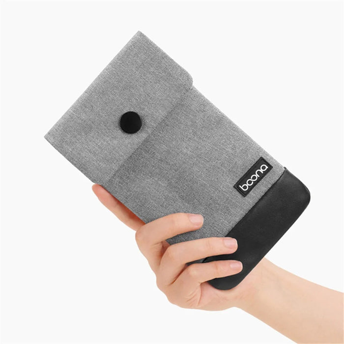 BAONA BN-G002 Snap Button Smartphone Pouch Phone Storage Bag Multi-Purpose Holder Power Bank Cable Purse, Size: L - Grey - 3