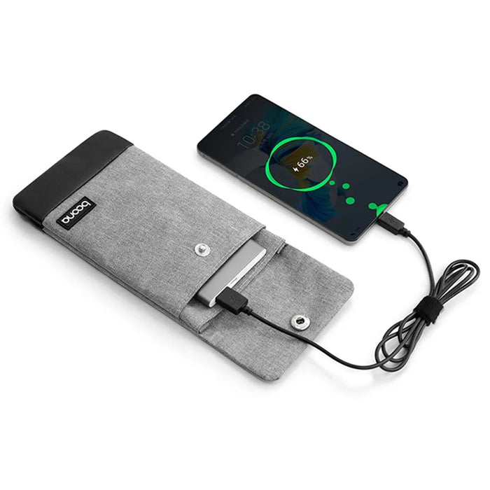 BAONA BN-G002 Snap Button Smartphone Pouch Phone Storage Bag Multi-Purpose Holder Power Bank Cable Purse, Size: L - Grey - 5