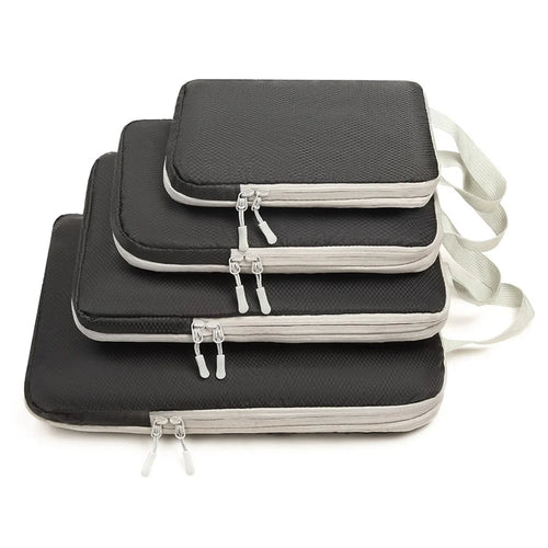 4Pcs / Set Luggage Organizer Bags Oxford Cloth Travel Packing Expandable Clothes Storage Bags - Black - 1