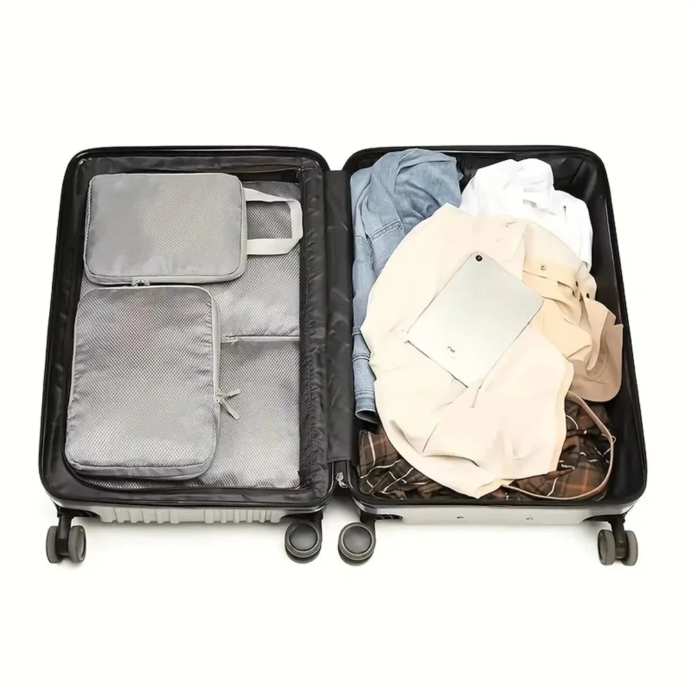 4Pcs / Set Luggage Organizer Bags Oxford Cloth Travel Packing Expandable Clothes Storage Bags - Black - 3
