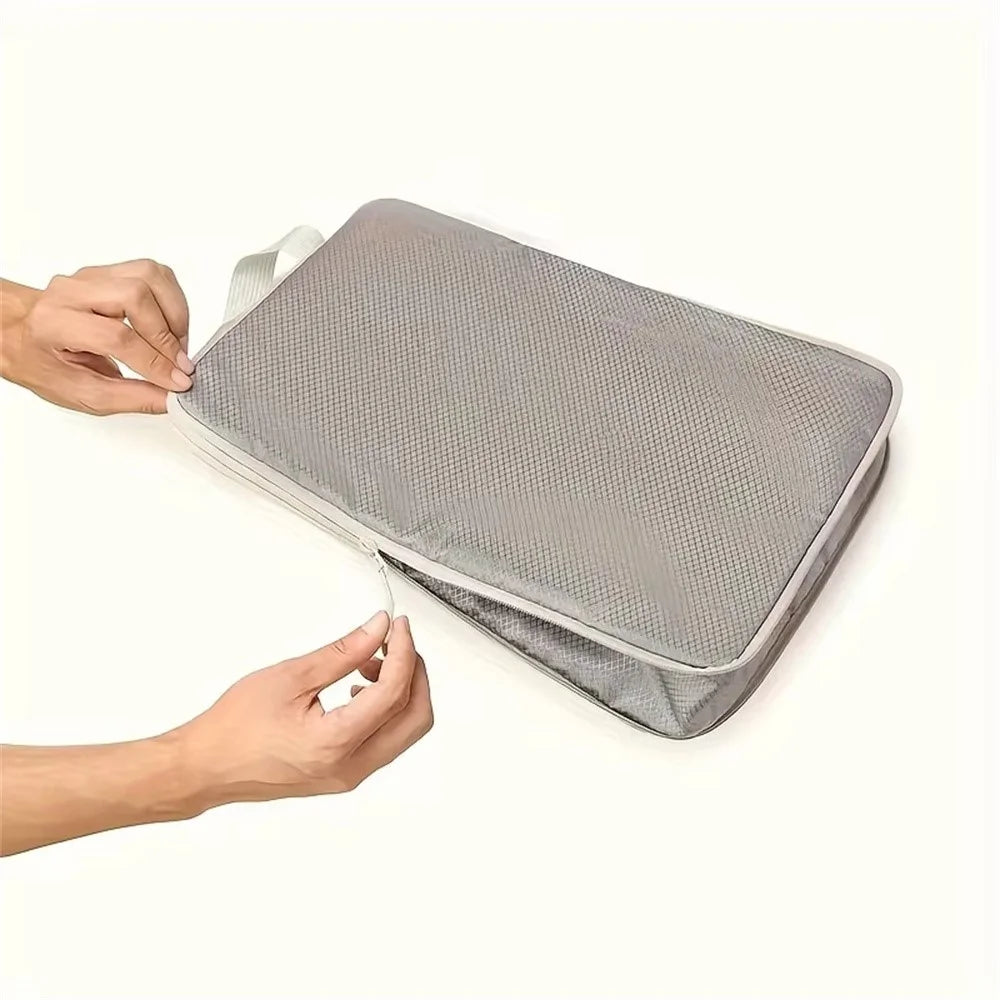 4Pcs / Set Luggage Organizer Bags Oxford Cloth Travel Packing Expandable Clothes Storage Bags - Black - 4